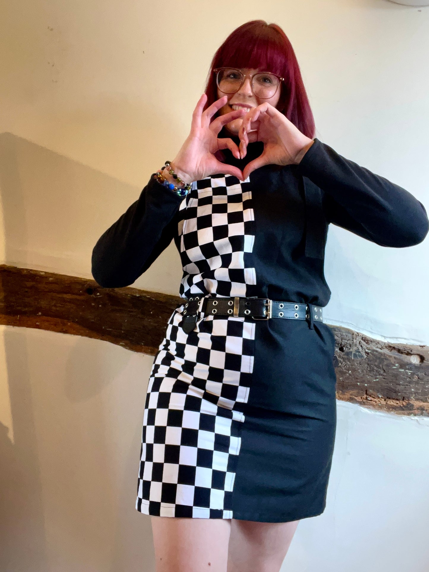 Custom Checkmate and Black Dungaree Dress