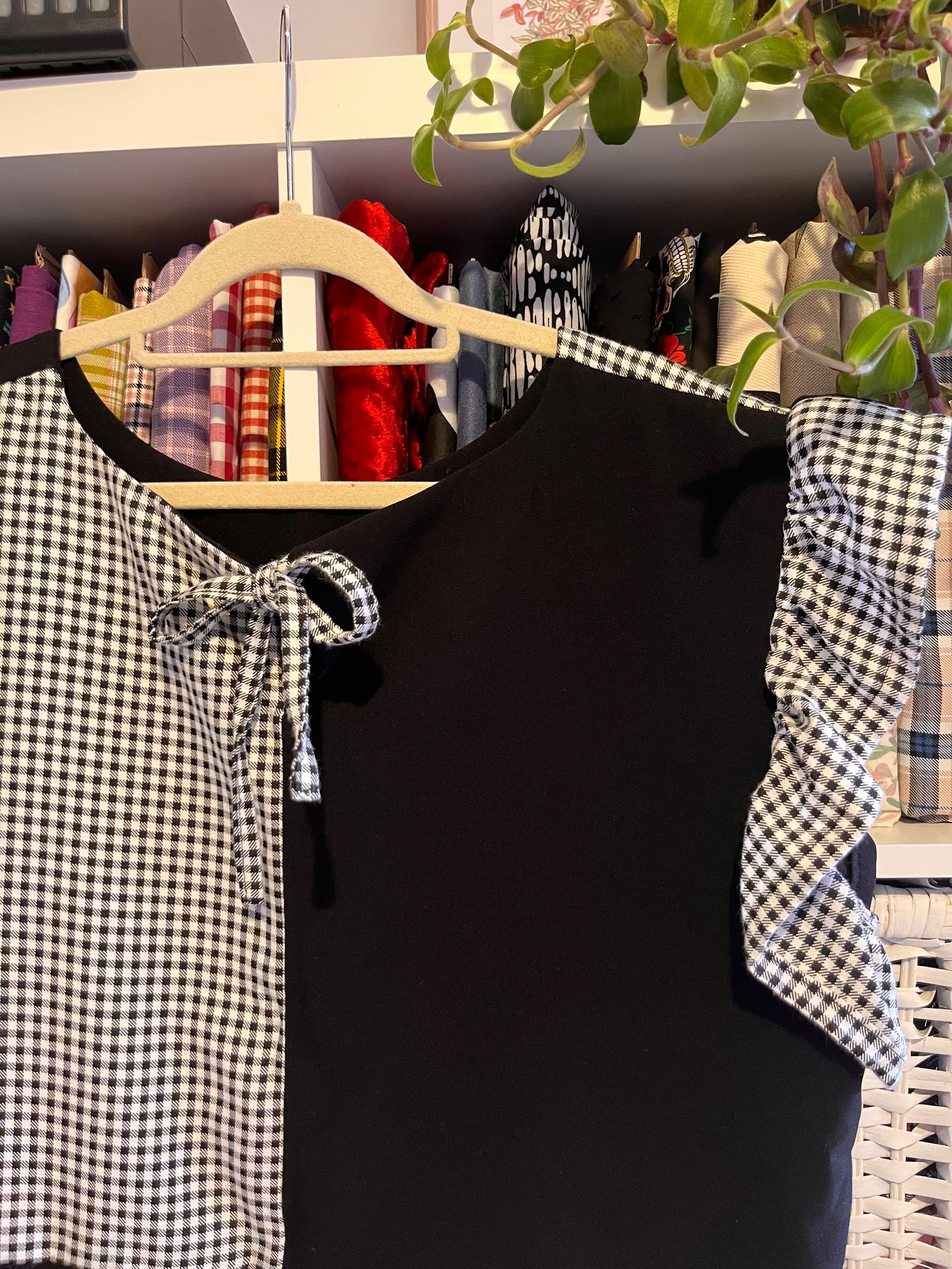 Split Gingham Smock Dress- Size 16