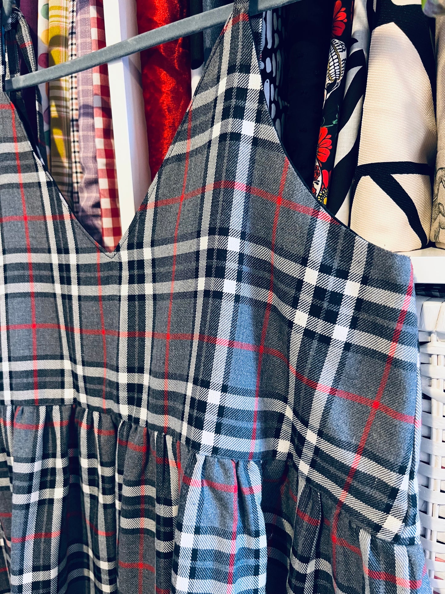 Grey Tartan Cami Dress- Size 14