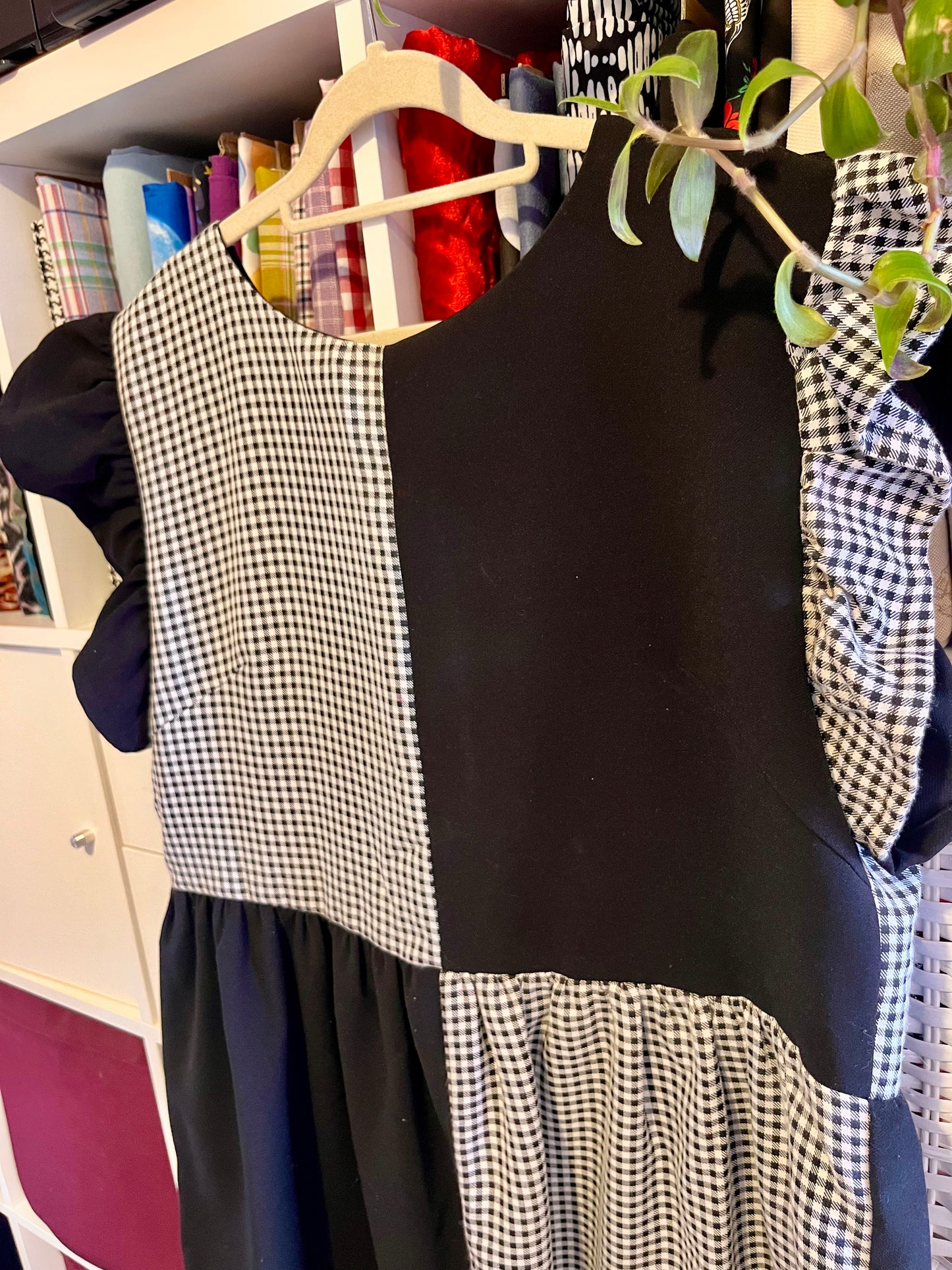 Split Gingham Smock Dress- Size 16