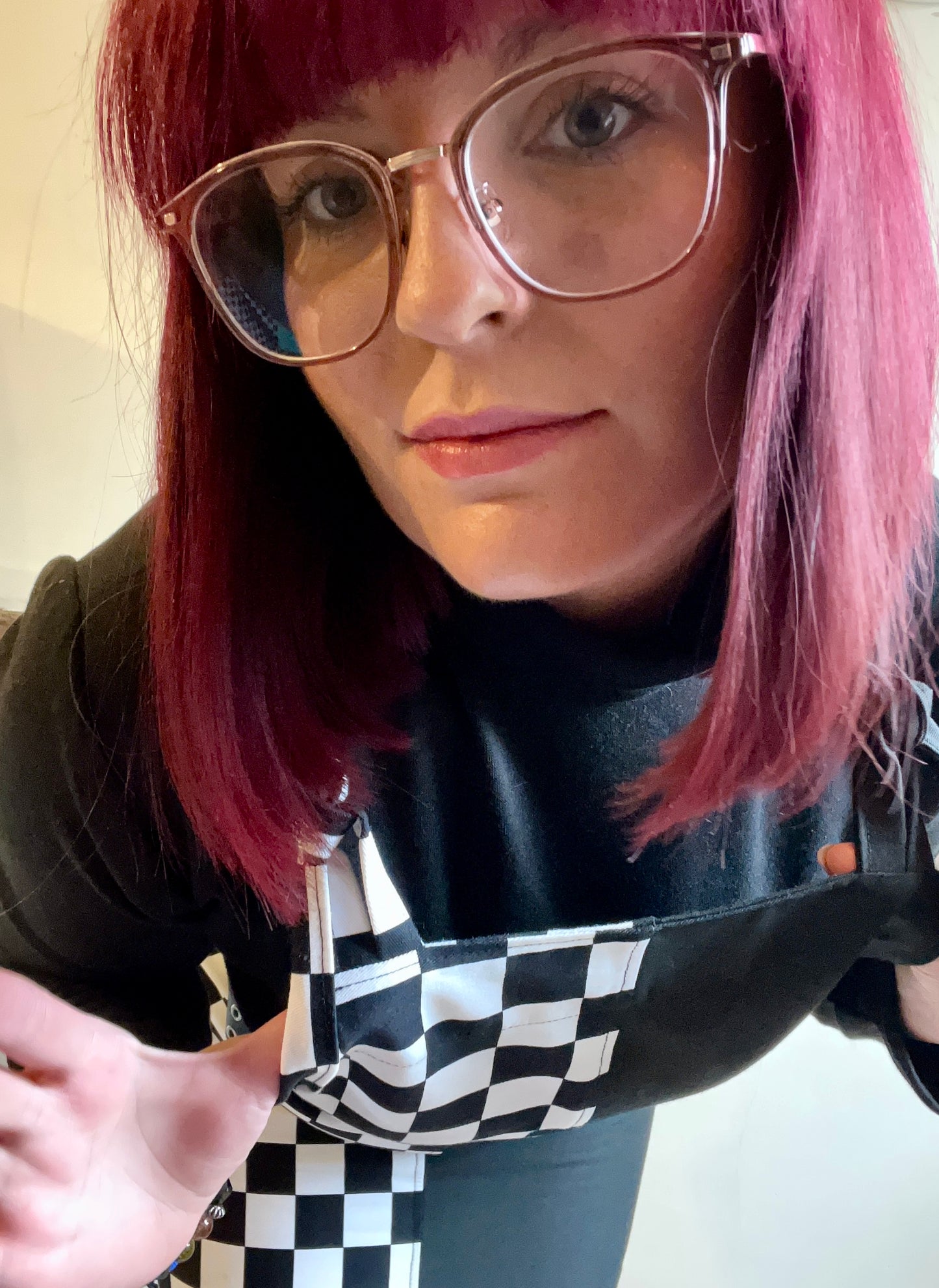 Custom Checkmate and Black Dungaree Dress