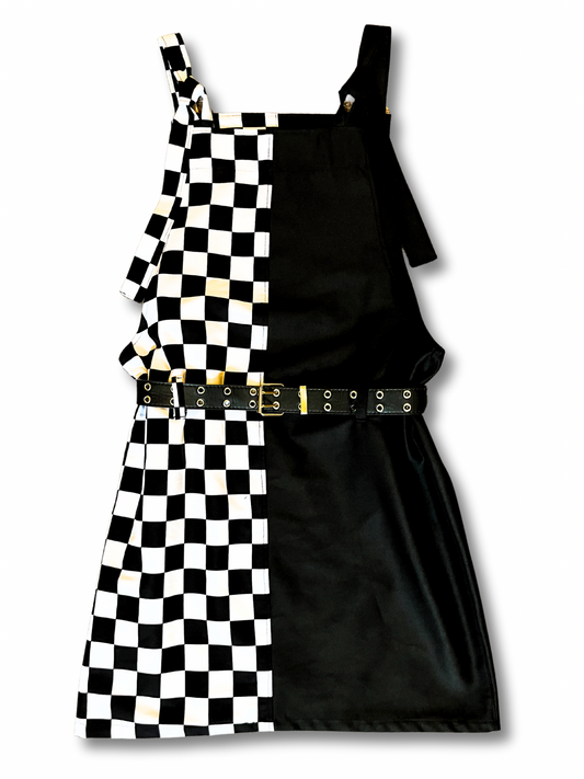 Custom Checkmate and Black Dungaree Dress