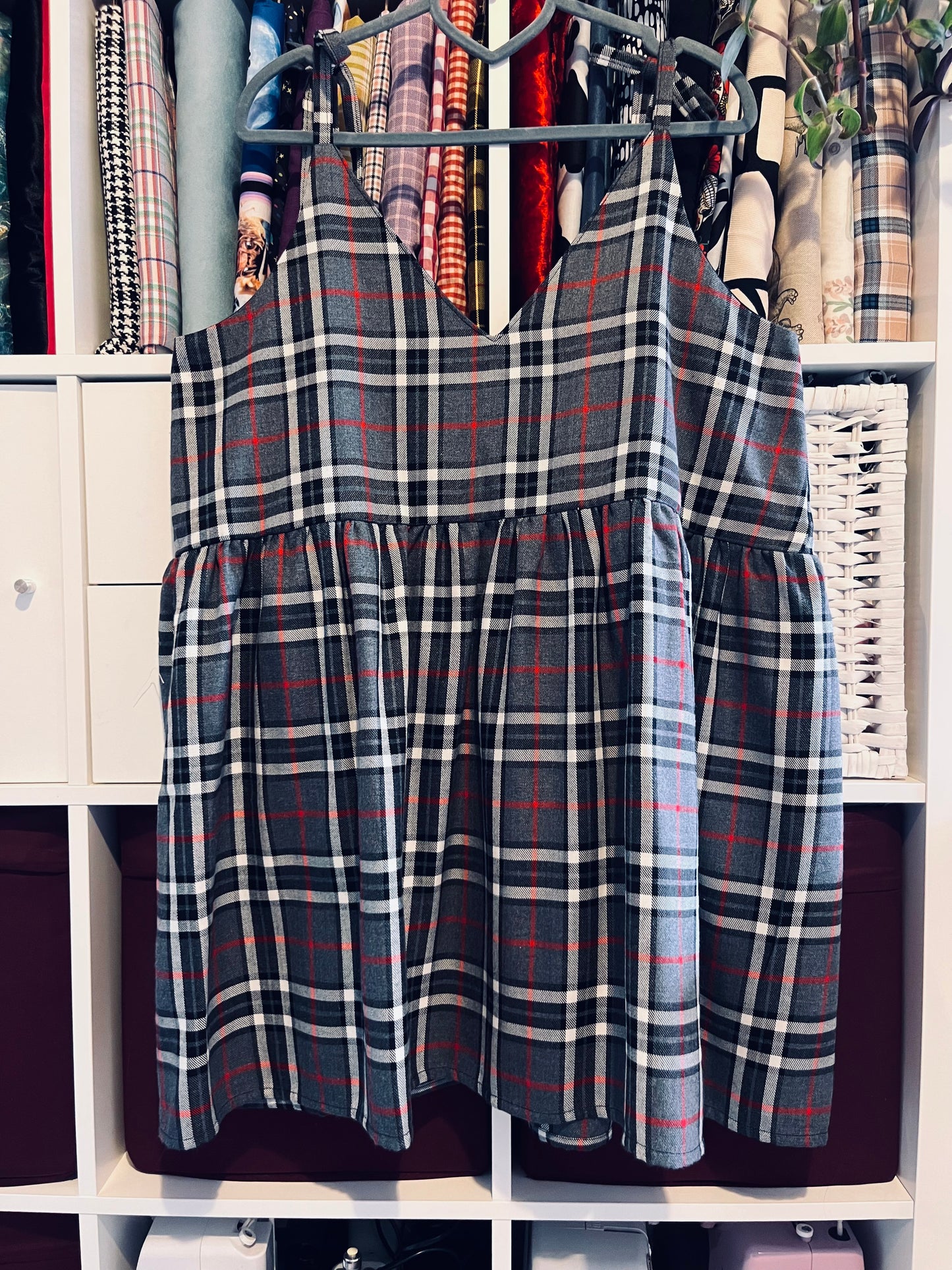 Grey Tartan Cami Dress- Size 14