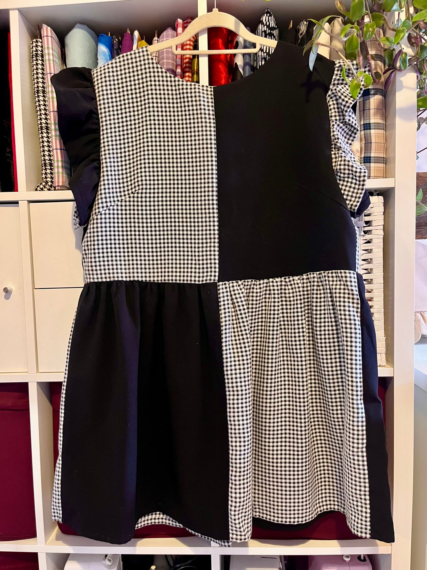 Split Gingham Smock Dress- Size 16