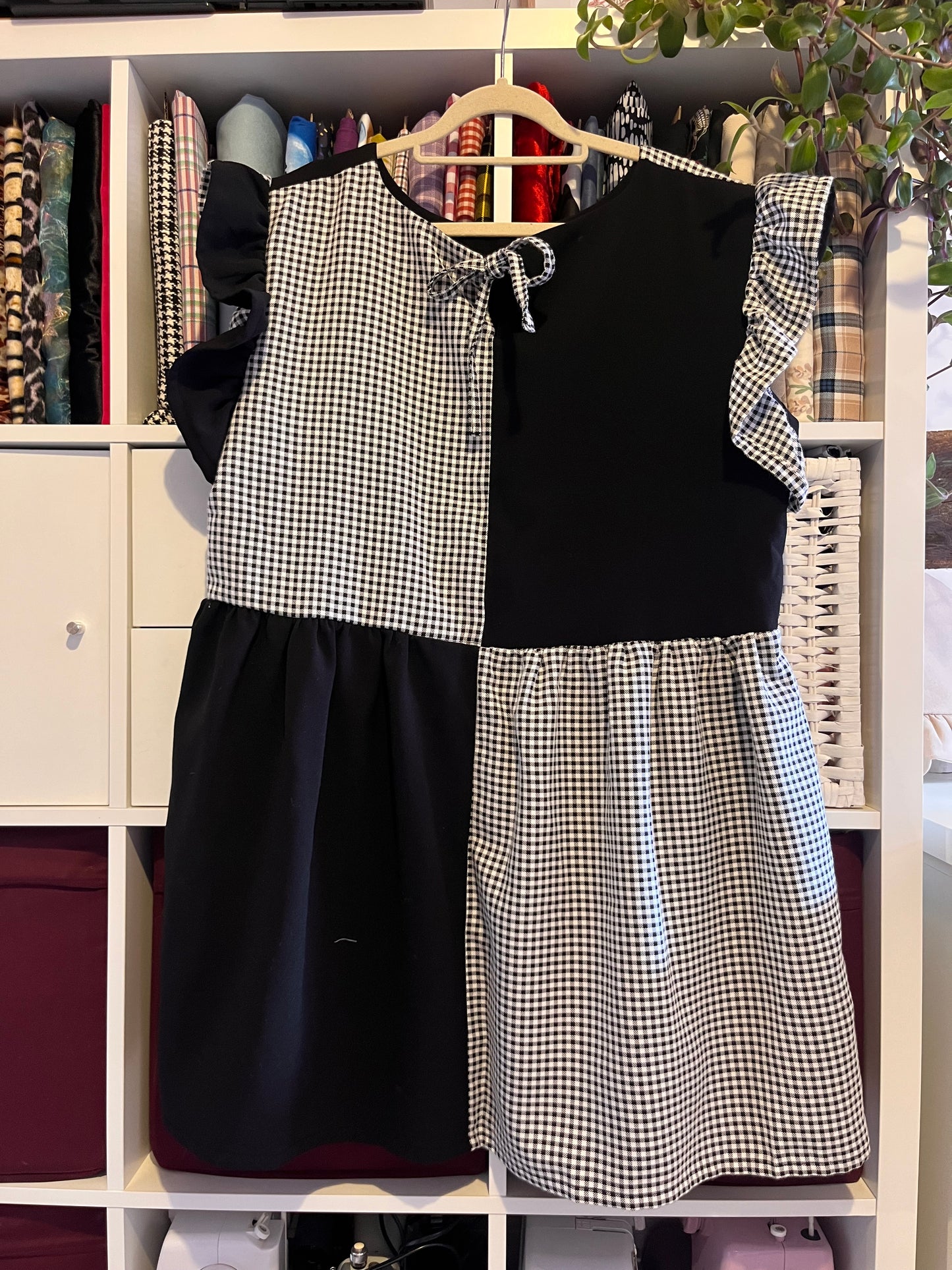 Split Gingham Smock Dress- Size 16