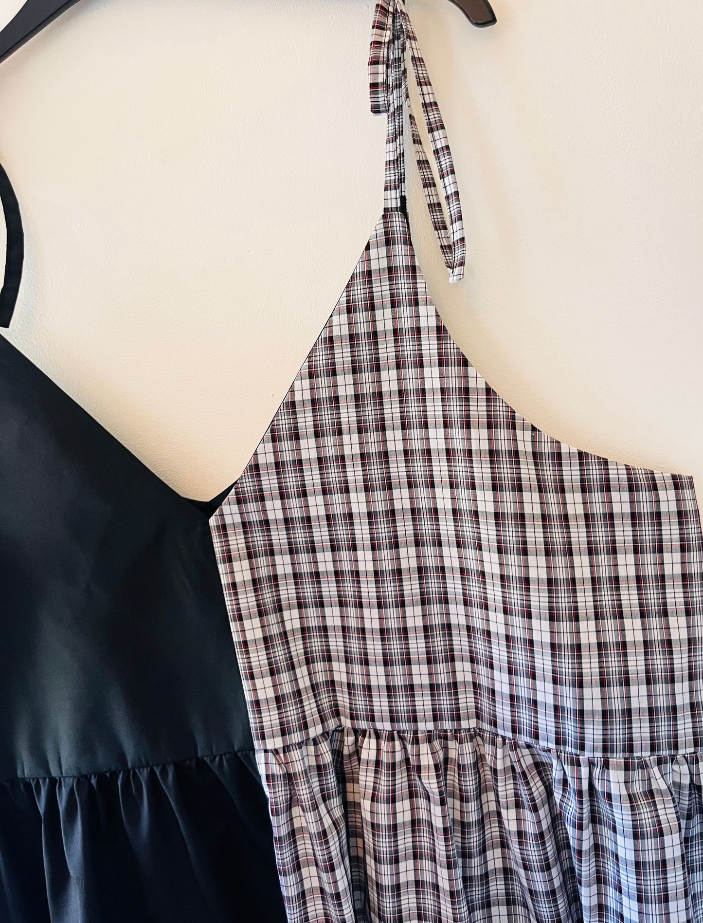 White, Black & Red Tartan Cami - Size 22
