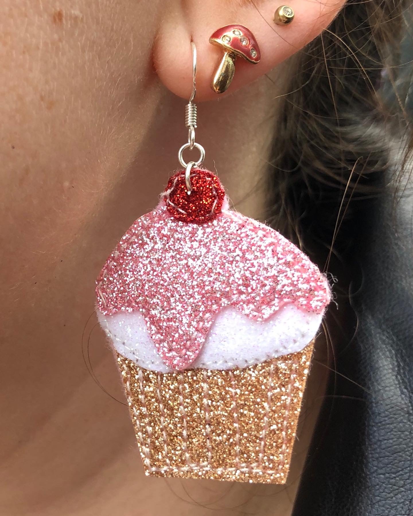 Cupcake Glitter Earrings