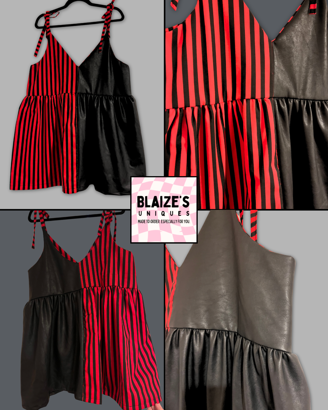 Mini Split leatherette Cami Dress - UK 12