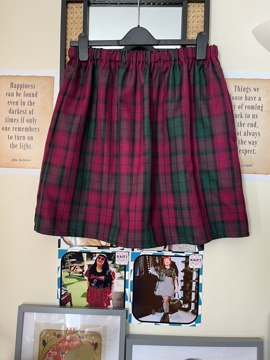 Purple Tartan Mini Skirt - Size 16