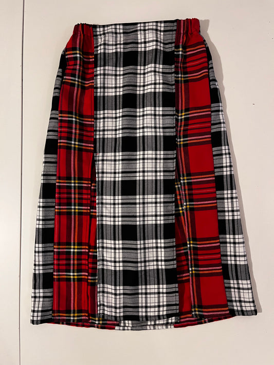 Midi Black and White and tartan Slit Skirt - size 8