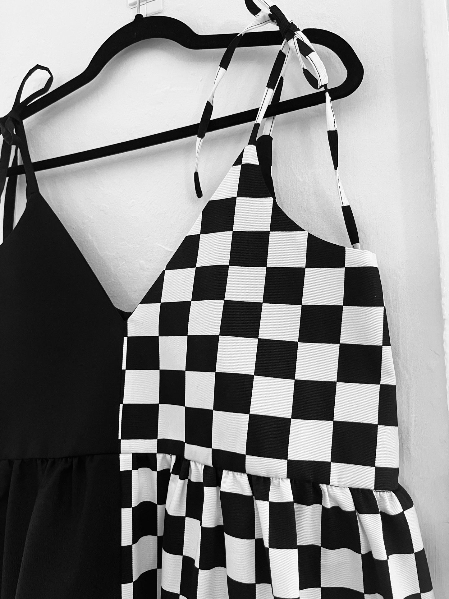 Half and Half Checkmate & Black Cami - Size 8