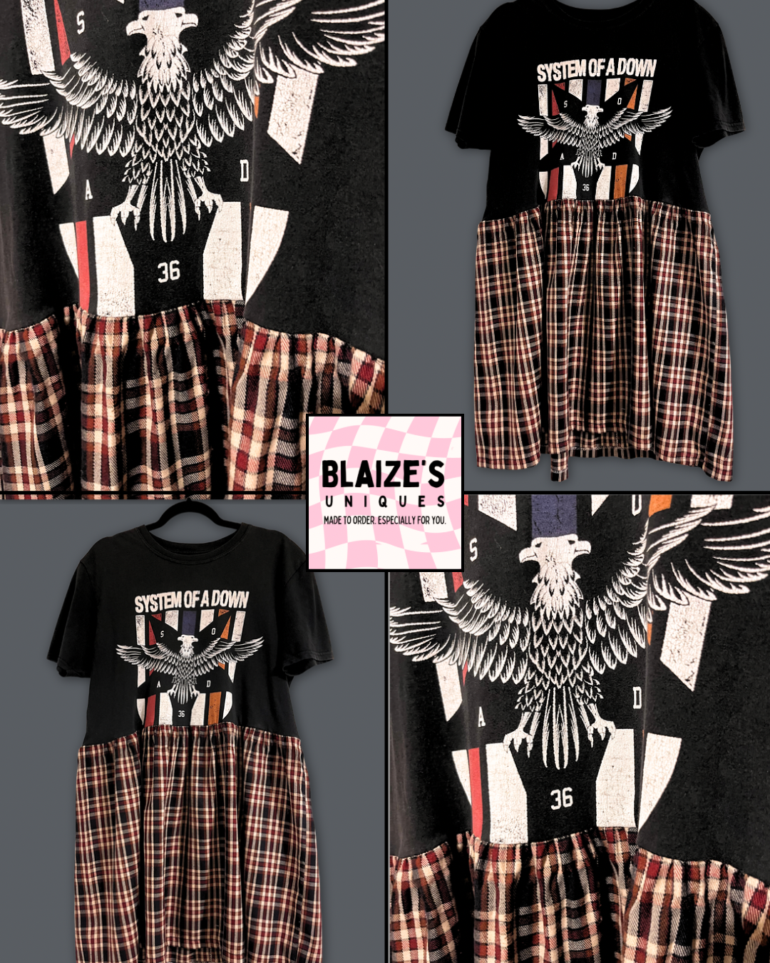 System Of A Down Tee Dress - Size L - UK14/16