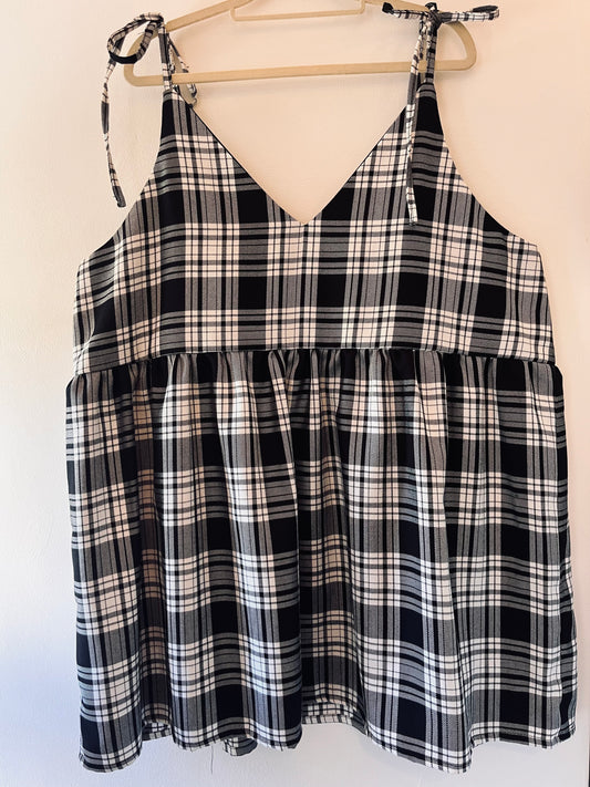 Black & White Tartan Cami - Size 18