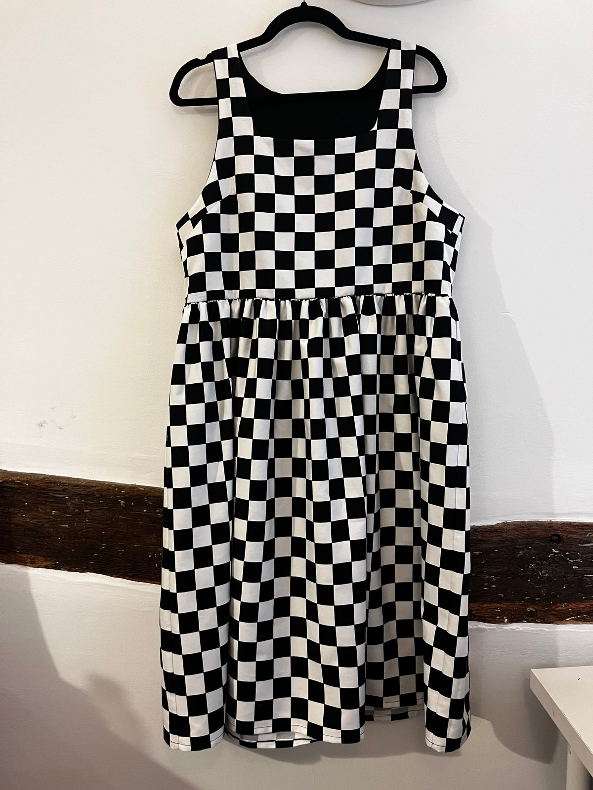 Checkmate Smock Midi Dress - Size 24