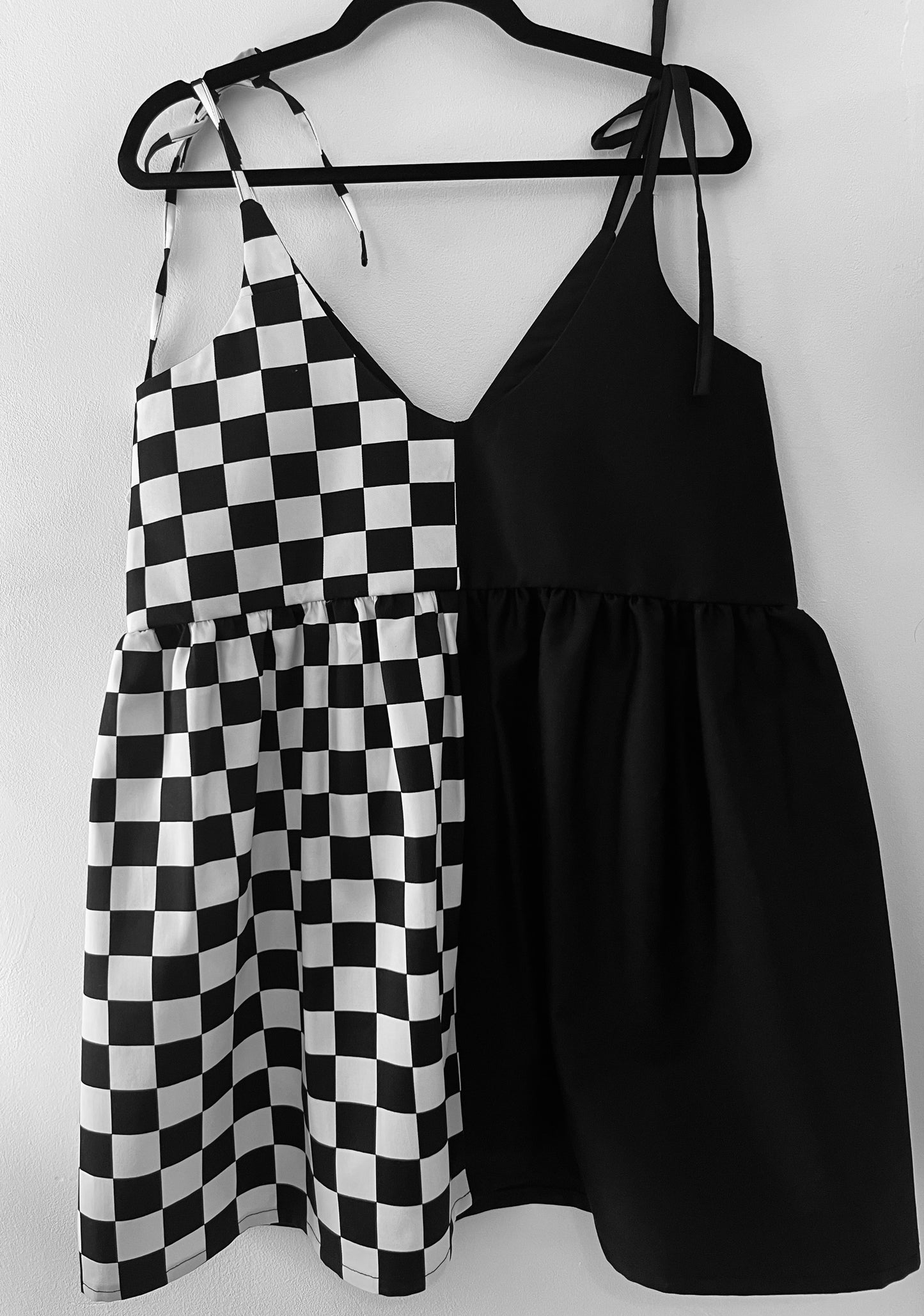 Half and Half Checkmate & Black Cami - Size 8