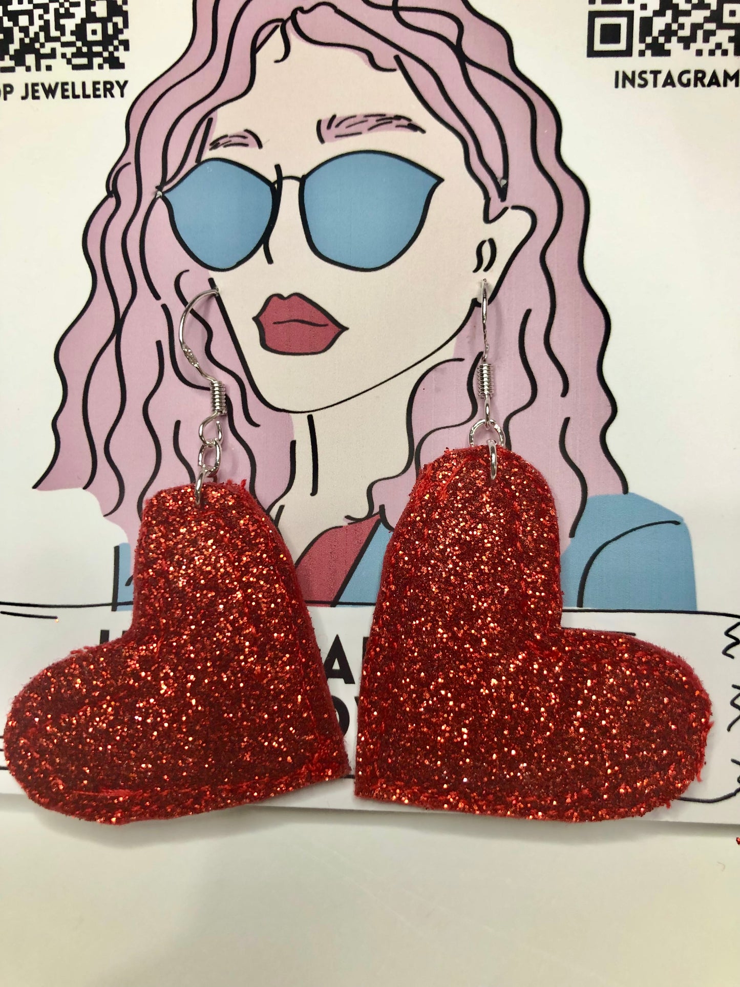 Love Heart Glitter Earrings