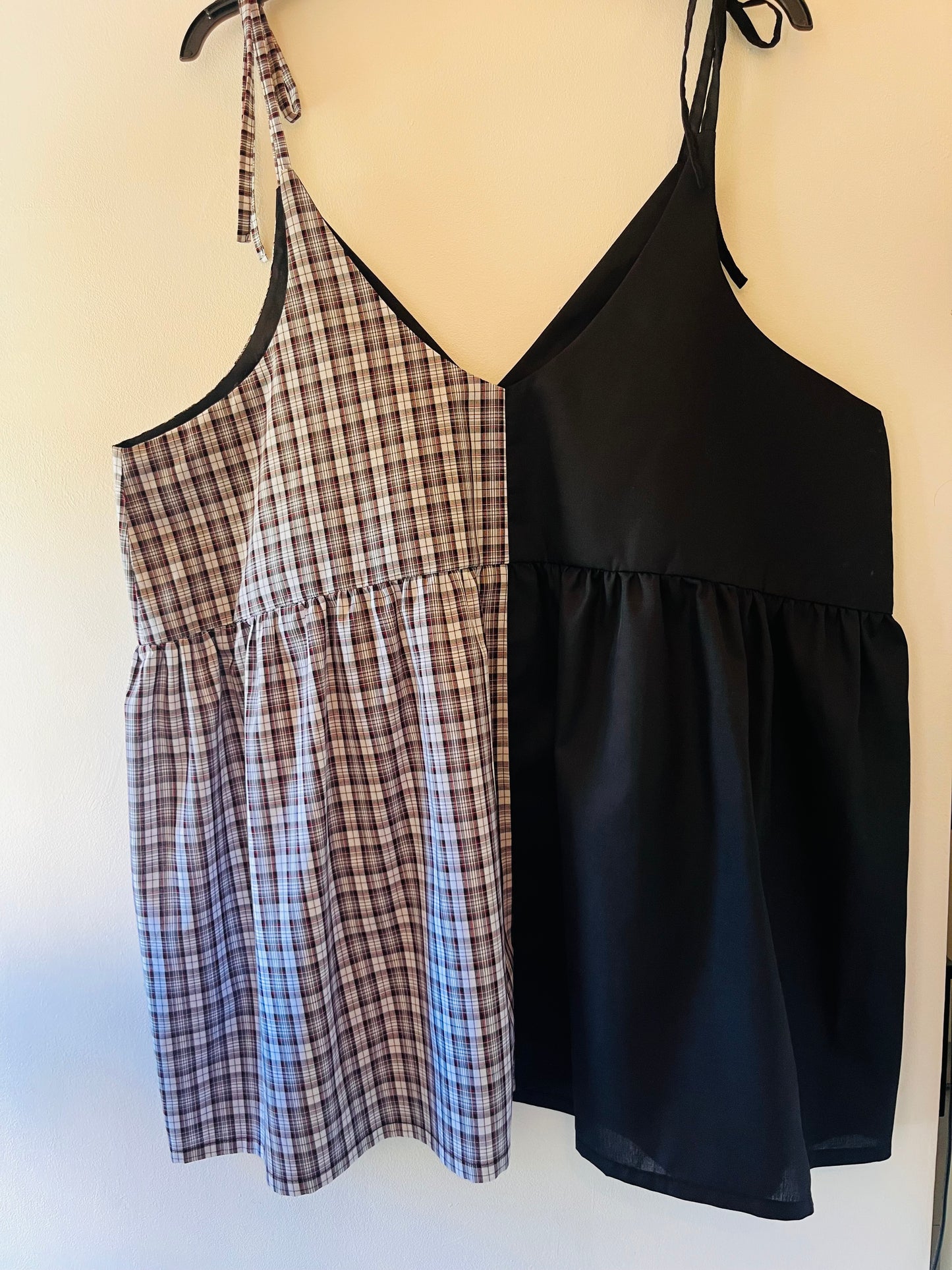 White, Black & Red Tartan Cami - Size 22